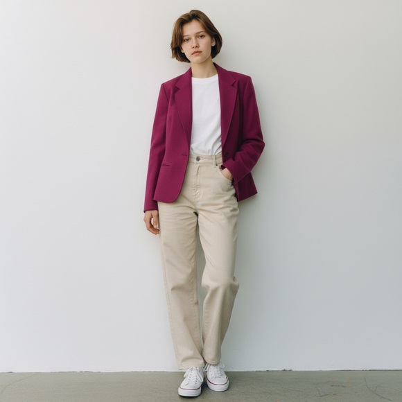 PENDLETON Vintage Wool Fuschia Single Breasted Blazer Size 12 - Picture 2 of 11